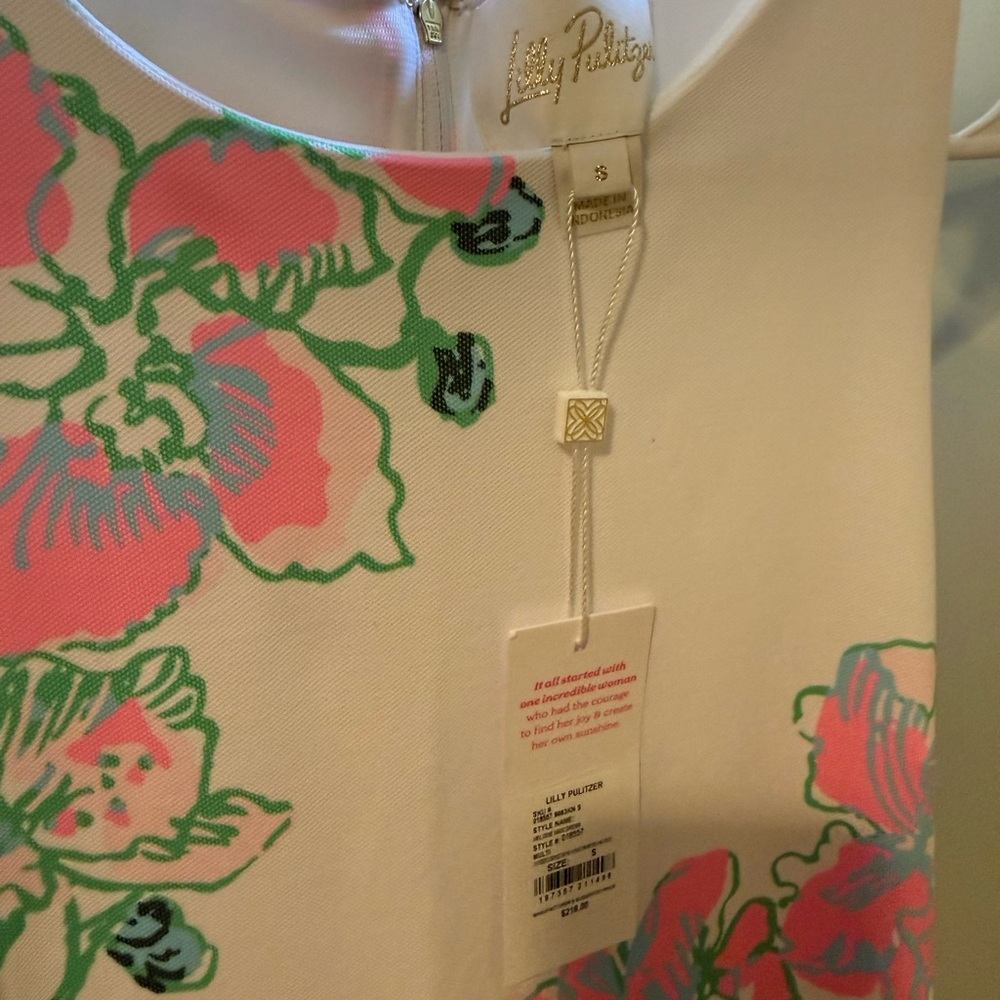 Lilly Pulitzer White Maxi Dress with Pink & Green Floral Print NWT - Picture 5 of 8